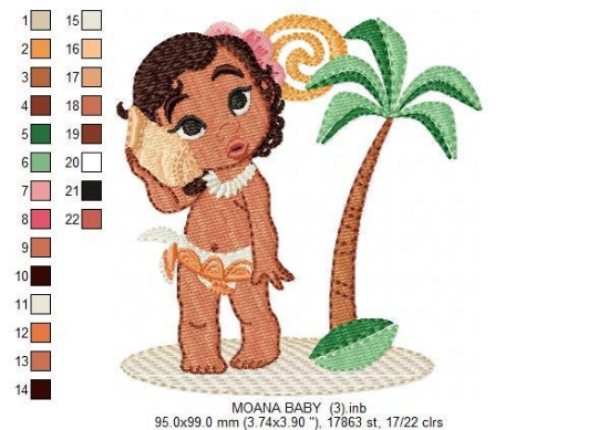 Princess Moana embroidery design machine embroidery pattern