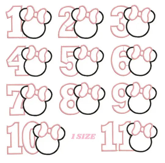 Minnie Numbers set embroidery design machine embroidery pattern Marcia Embroidery