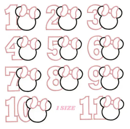 Minnie Numbers set embroidery design machine embroidery pattern Marcia Embroidery