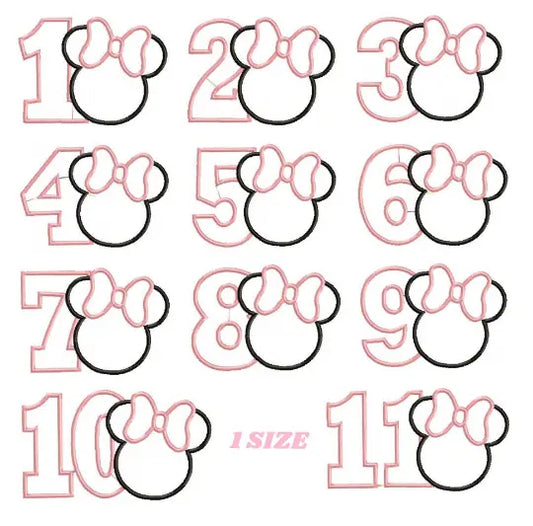 Minnie Numbers set embroidery design machine embroidery pattern Marcia Embroidery