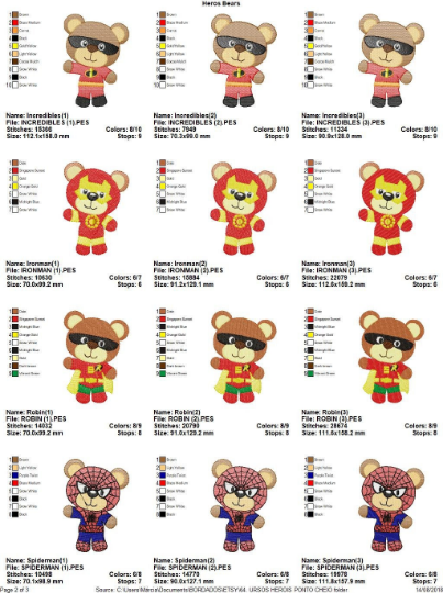 Heroes Bears embroidery design machine embroidery pattern