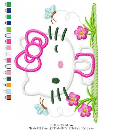 Hello Kitty embroidery design machine embroidery pattern