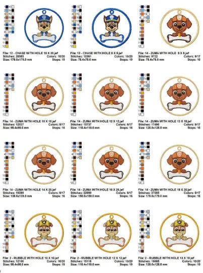 Paw Patrol embroidery designs Tag with hole embroidery design machine embroidery pattern Marcia Embroidery