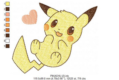 Pikachu embroidery design machine embroidery pattern