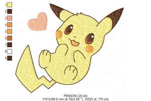 Pikachu embroidery design machine embroidery pattern