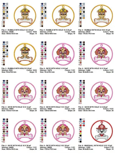 Paw Patrol embroidery designs Tag with hole embroidery design machine embroidery pattern Marcia Embroidery