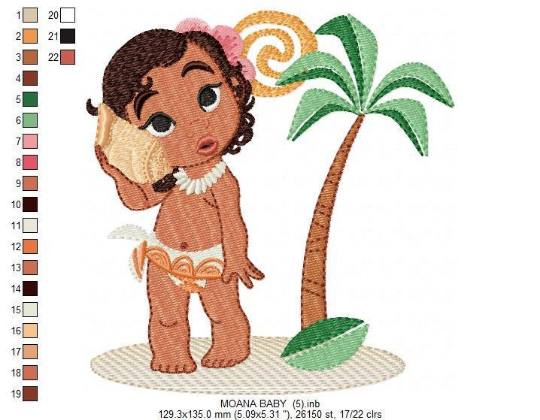 Princess Moana embroidery design machine embroidery pattern