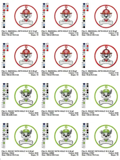 Paw Patrol embroidery designs Tag with hole embroidery design machine embroidery pattern Marcia Embroidery