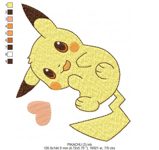 Pikachu embroidery design machine embroidery pattern