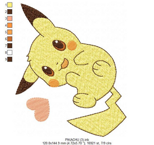 Pikachu embroidery design machine embroidery pattern