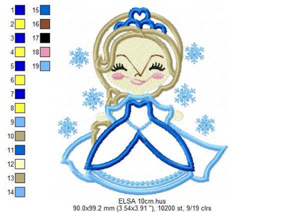 Frozen embroidery designs - Disney Princess embroidery design machine embroidery pattern - princess applique design - Anna Elsa embroidery