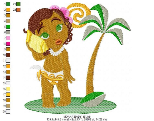 Princess Moana embroidery design machine embroidery pattern