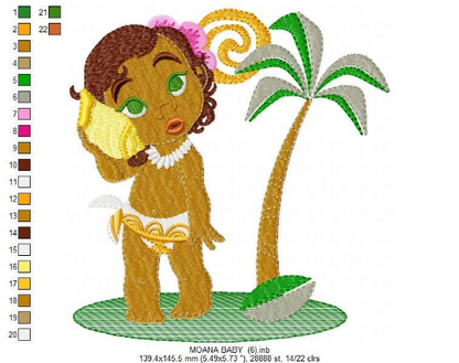 Princess Moana embroidery design machine embroidery pattern