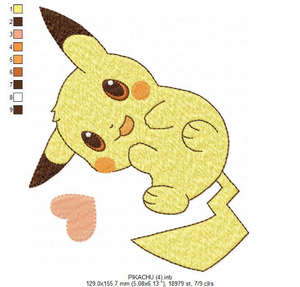 Pikachu embroidery design machine embroidery pattern