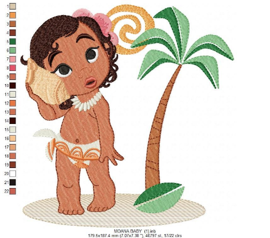 Princess Moana embroidery design machine embroidery pattern