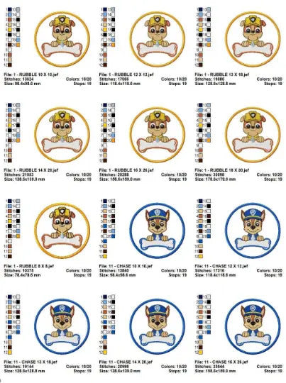 Paw Patrol TAGS embroidery design machine embroidery pattern Marcia Embroidery