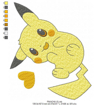 Cargar imagen en el visor de la galería, Pikachu embroidery design machine embroidery pattern
