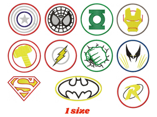 Heroes logos embroidery design machine embroidery pattern