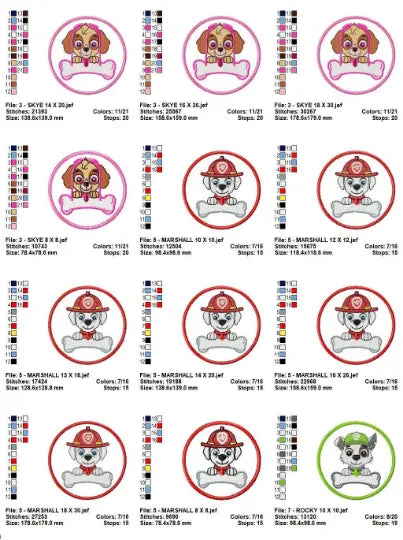 Paw Patrol TAGS embroidery design machine embroidery pattern Marcia Embroidery