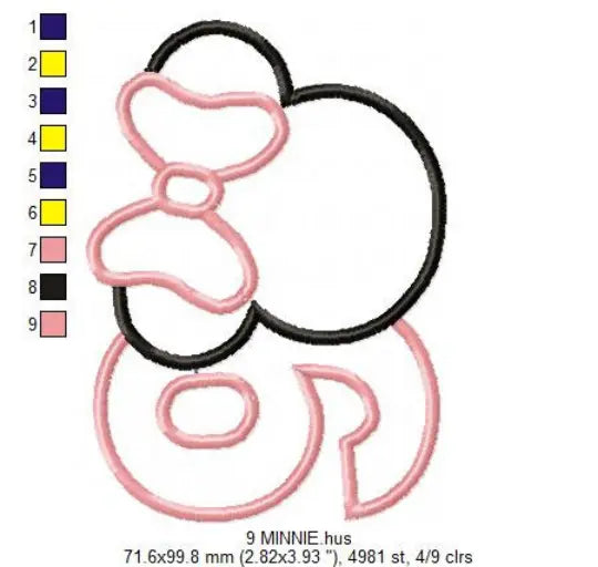 Minnie Numbers set embroidery design machine embroidery pattern Marcia Embroidery
