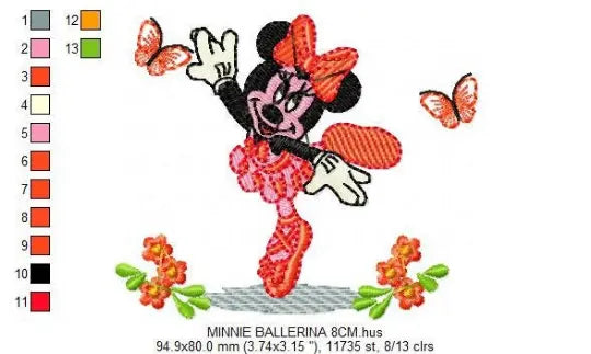 Minnie embroidery design machine embroidery pattern Marcia Embroidery