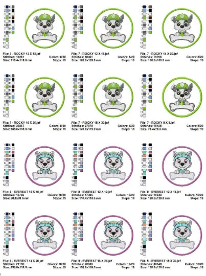 Paw Patrol TAGS embroidery design machine embroidery pattern Marcia Embroidery