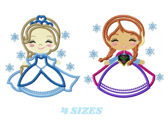 Frozen embroidery designs - Disney Princess embroidery design machine embroidery pattern - princess applique design - Anna Elsa embroidery