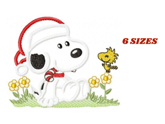 Xmas Snoopy embroidery design machine embroidery pattern