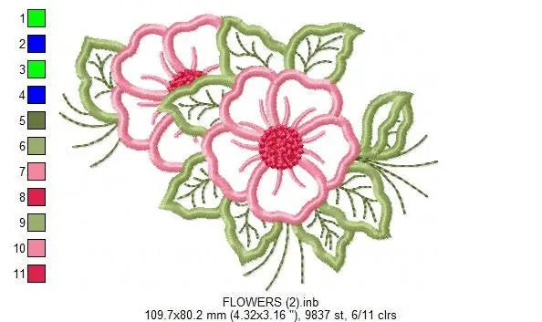 Flowers embroidery designs - Flower embroidery design machine embroidery pattern - floral applique flower applique - flower embroidery file Marcia Embroidery