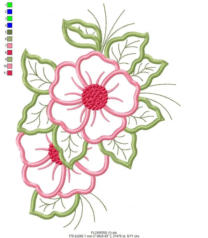 Flowers embroidery designs - Flower embroidery design machine embroidery pattern - floral applique flower applique - flower embroidery file Marcia Embroidery