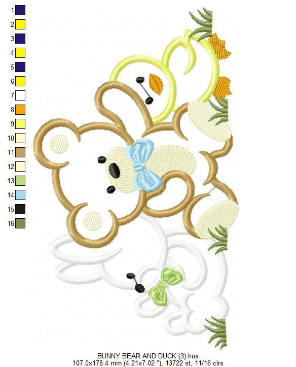 Animals embroidery designs - Bear embroidery design machine embroidery pattern - rabbit embroidery file - duck embroidery applique design