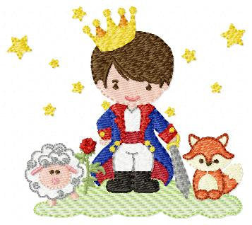 Little Prince embroidery designs - King with crown and animals machine embroidery pattern - Baby boy file fairytale - Instant download pes