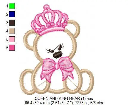 Bear embroidery designs - Teddy embroidery design machine embroidery pattern - King embroidery file Queen embroidery - Bear applique design Marcia Embroidery