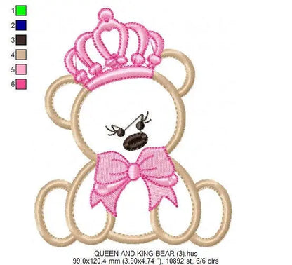 Bear embroidery designs - Teddy embroidery design machine embroidery pattern - King embroidery file Queen embroidery - Bear applique design Marcia Embroidery