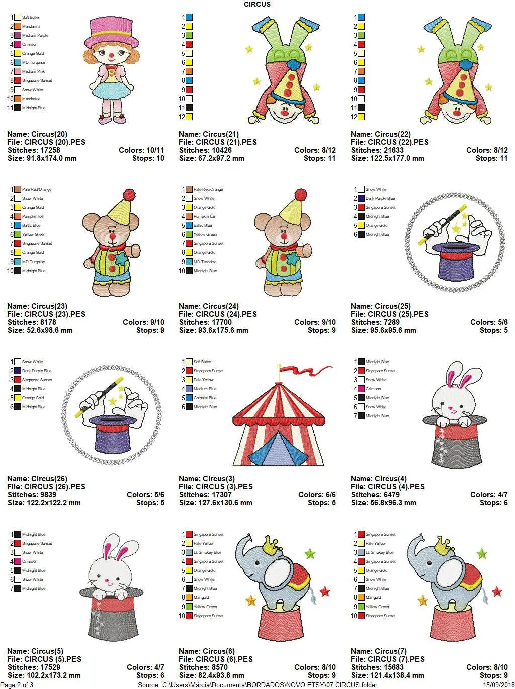 Circus embroidery designs - Clown embroidery design machine embroidery pattern - Magician embroidery file - boy kid embroidery download Marcia Embroidery