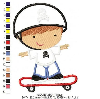 Skate embroidery designs - Skateboard embroidery design machine embroidery pattern - boy embroidery file -  sport applique design download Marcia Embroidery