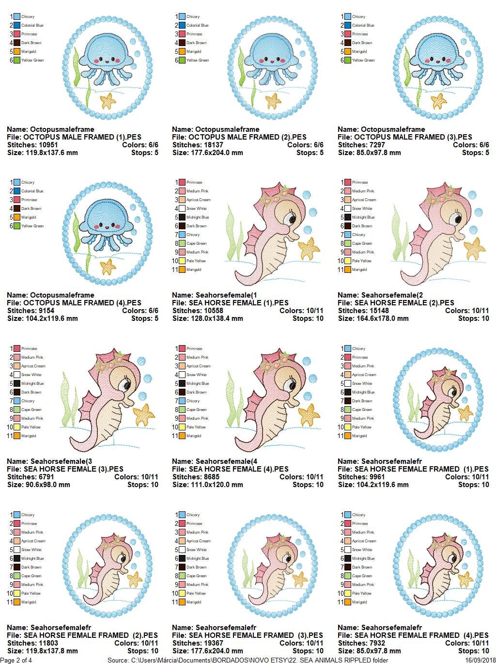 Sea Animal embroidery designs - Whale embroidery design machine embroidery pattern - Seahorse embroidery file - Jellyfish embroidery baby