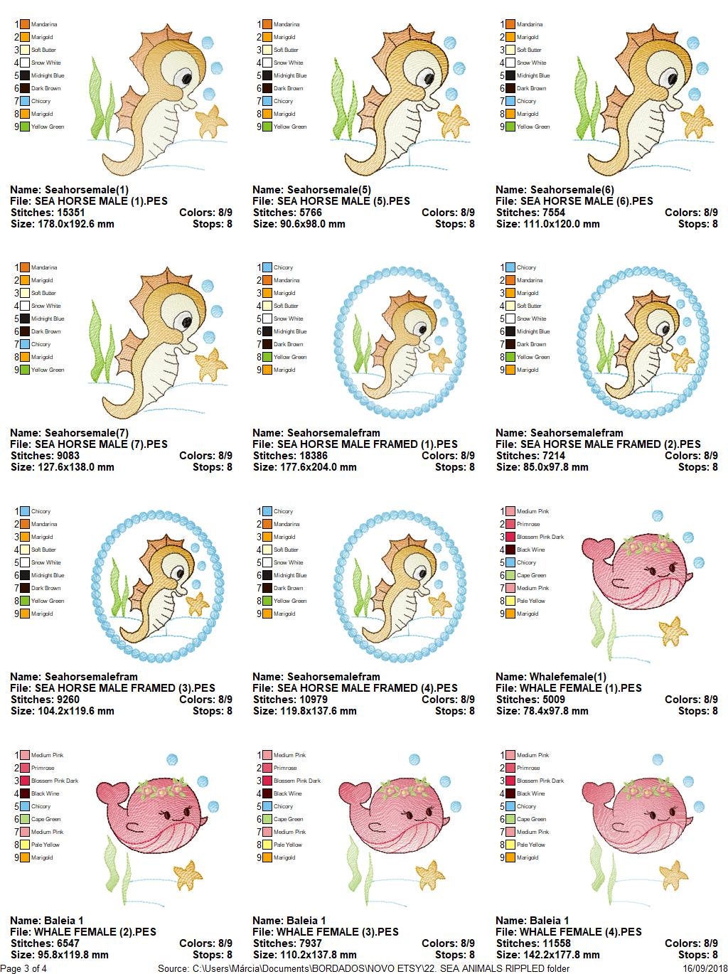 Sea Animal embroidery designs - Whale embroidery design machine embroidery pattern - Seahorse embroidery file - Jellyfish embroidery baby