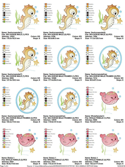 Sea Animal embroidery designs - Whale embroidery design machine embroidery pattern - Seahorse embroidery file - Jellyfish embroidery baby