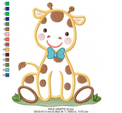 Giraffe embroidery design - Animal embroidery designs machine embroidery pattern - Baby boy embroidery file - Giraffe applique digital file