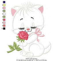 Laden Sie das Bild in den Galerie-Viewer, Cat embroidery design - Kitty embroidery designs machine embroidery pattern - Pet embroidery file - baby girl embroidery cat applique design
