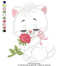 Load image into Gallery viewer, Cat embroidery design - Kitty embroidery designs machine embroidery pattern - Pet embroidery file - baby girl embroidery cat applique design
