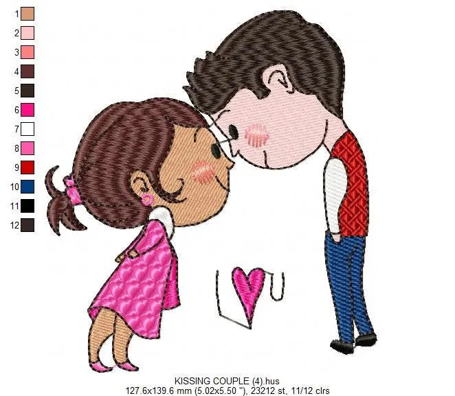 Love embroidery designs - Valentines embroidery design machine embroidery pattern - couple embroidery - romantic design girlfriend boyfriend Marcia Embroidery