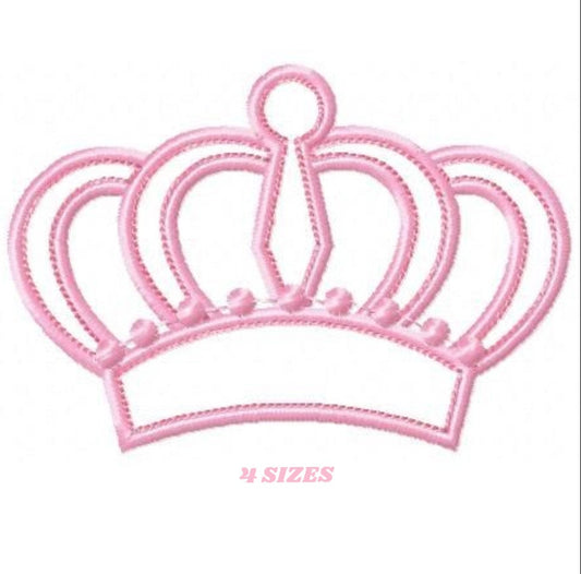 Crown embroidery designs - Baby Girl Princess crown machine embroidery pattern - Crown applique design - Instant digital download pes jef