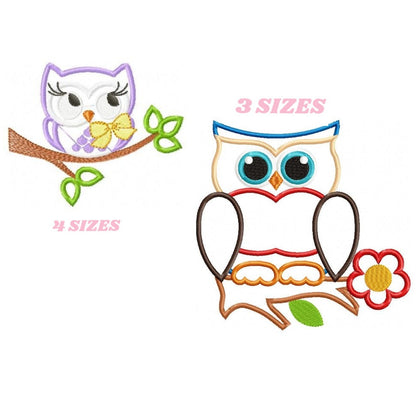 Owl embroidery designs - Bird embroidery design machine embroidery pattern - owl applique design - Kitchen towel embroidery applique file