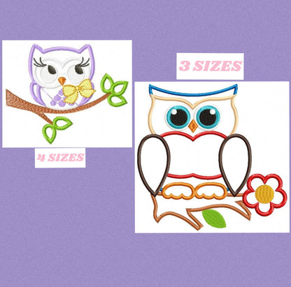 Owl embroidery designs - Bird embroidery design machine embroidery pattern - owl applique design - Kitchen towel embroidery applique file