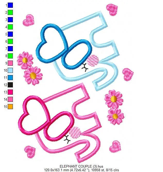 Elephant embroidery designs - Love embroidery design machine embroidery pattern - valentines embroidery file - love applique design download Marcia Embroidery