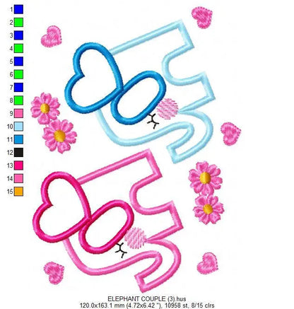 Elephant embroidery designs - Love embroidery design machine embroidery pattern - valentines embroidery file - love applique design download Marcia Embroidery