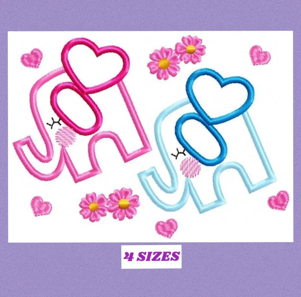 Elephant embroidery designs - Love embroidery design machine embroidery pattern - valentines embroidery file - love applique design download Marcia Embroidery