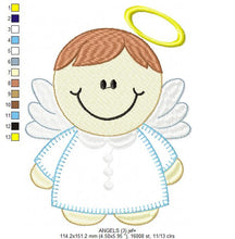 Charger l&#39;image dans la galerie, Angel embroidery designs - boy embroidery design machine embroidery pattern - baby girl embroidery file - baby angel applique design baptism
